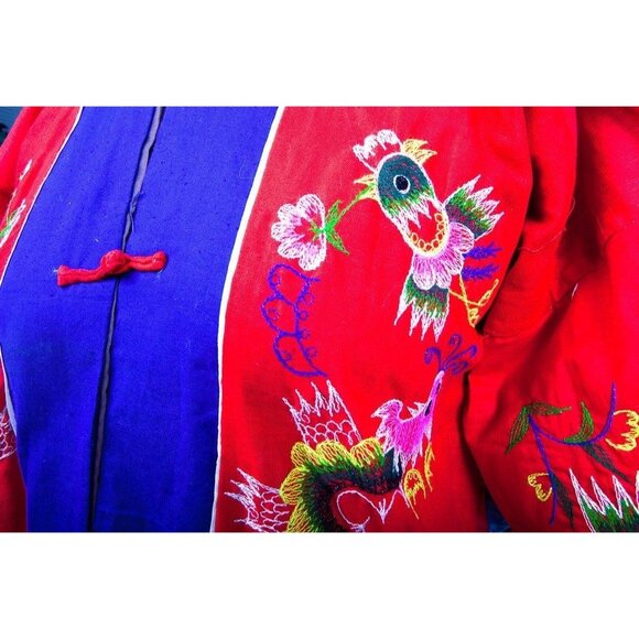 Vtg 1994 Jacket Bai Jia Bei Handmade In China Cotton Applique Embroidered - Picture 7 of 7